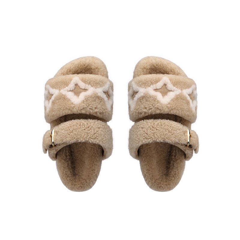 画像4: Unisex Platform fur logo sandal slippers 男女兼用 厚底ファー ＆ロゴ モコモコ サンダル スリッパ  (4)