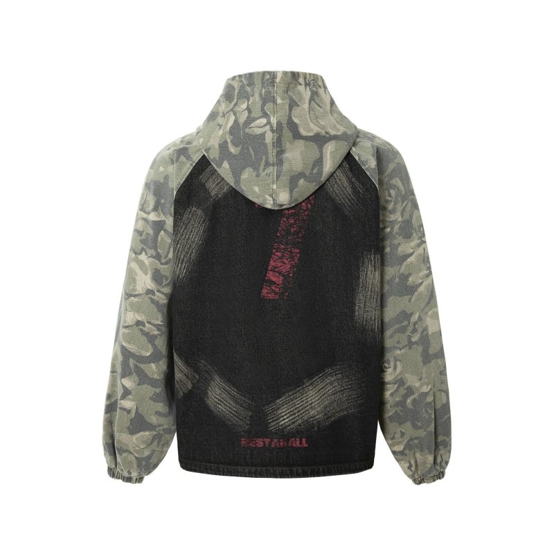 画像4: Mint Cat Stitch Graffiti Camouflage Hoodie Jacket Coat　 ユニセックス男女兼用ミントカモフラージュグラフィックポイントフーディジャケットブルゾン (4)