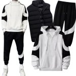 画像2: 25 Unisex Men& Women 2 Tone Setup Sweat and Pants and Down vest Set 2トーン モノクロ セットアップ ダウンベスト付き ユニセックス 男女兼用 スウェット トレーナー＆パンツセット (2)