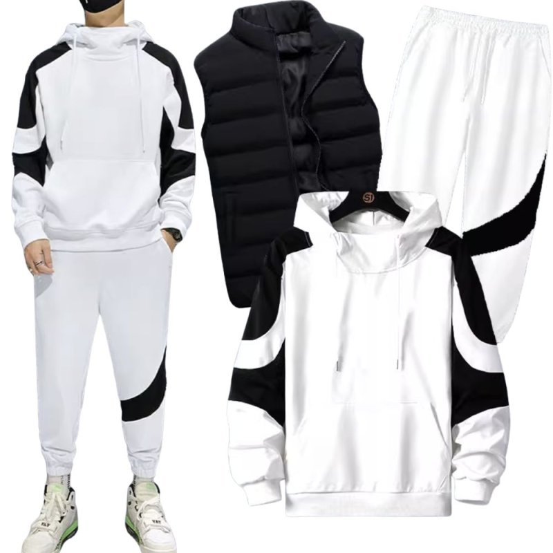 画像3: 25 Unisex Men& Women 2 Tone Setup Sweat and Pants and Down vest Set 2トーン モノクロ セットアップ ダウンベスト付き ユニセックス 男女兼用 スウェット トレーナー＆パンツセット (3)