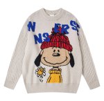 画像1: Snoopy knitted round neck sweater　ユニセックス男女兼用スヌーピー編み込みラウンドネックセーター ニット (1)