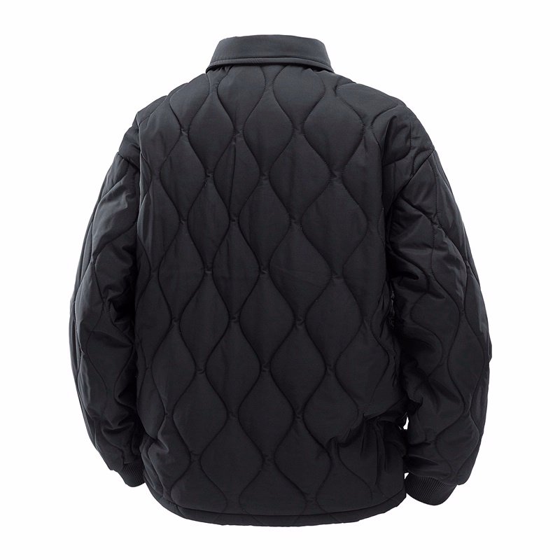 画像4:  Unisex Quilted down jacket coat  ユニセックス 男女兼用 キルティングロゴダウンジャケット 防寒 (4)