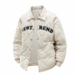 画像2:  Unisex Quilted down jacket coat  ユニセックス 男女兼用 キルティングロゴダウンジャケット 防寒 (2)