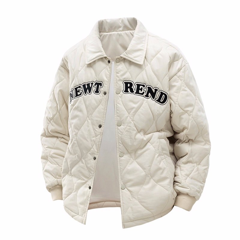 画像2:  Unisex Quilted down jacket coat  ユニセックス 男女兼用 キルティングロゴダウンジャケット 防寒 (2)