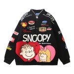 画像1: Unisex  Snoopy & Family Embroidered Jacket Coat　ユニセックス 男女兼用 スヌーピー＆ファミリー刺繍ジャケットコート (1)