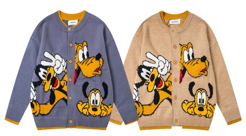 画像5: Unisex Goofy Pluto Round Neck Cardigan Jacket　グーフィー・プルートラウンドネック編み込み カーディガンジャケット (5)