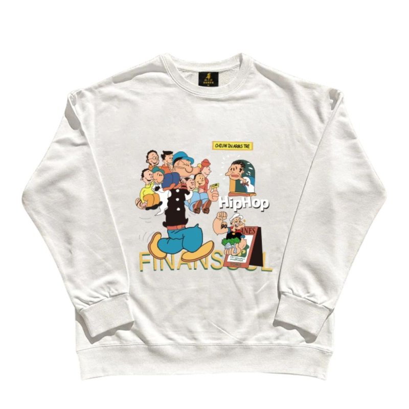 画像2: Unisex Hip Hop Popeye Family Print Round Neck Sweatshirt 男女兼用 プリント スウェット プルオーバー トレーナー (2)