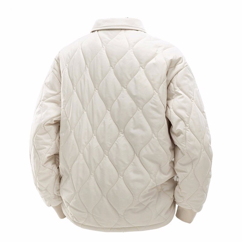 画像3:  Unisex Quilted down jacket coat  ユニセックス 男女兼用 キルティングロゴダウンジャケット 防寒 (3)