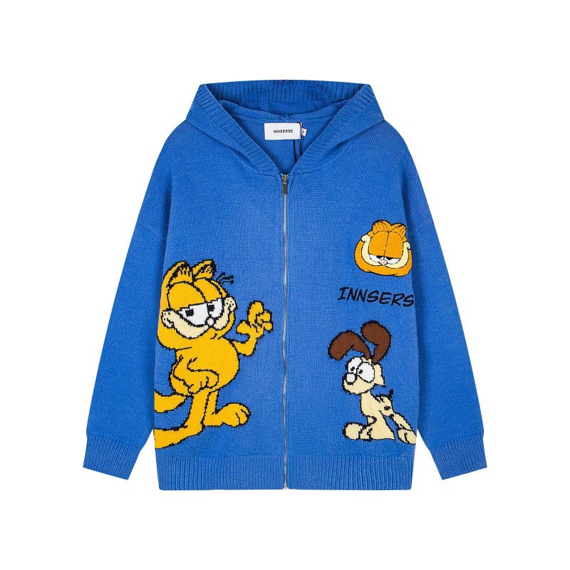 画像2: Unisex Felix the Cat knitted zip-up hooded cardigan jacket　フィリックス・ザ・キャット編み込み ジップアップフード フーディカーディガンジャケット (2)