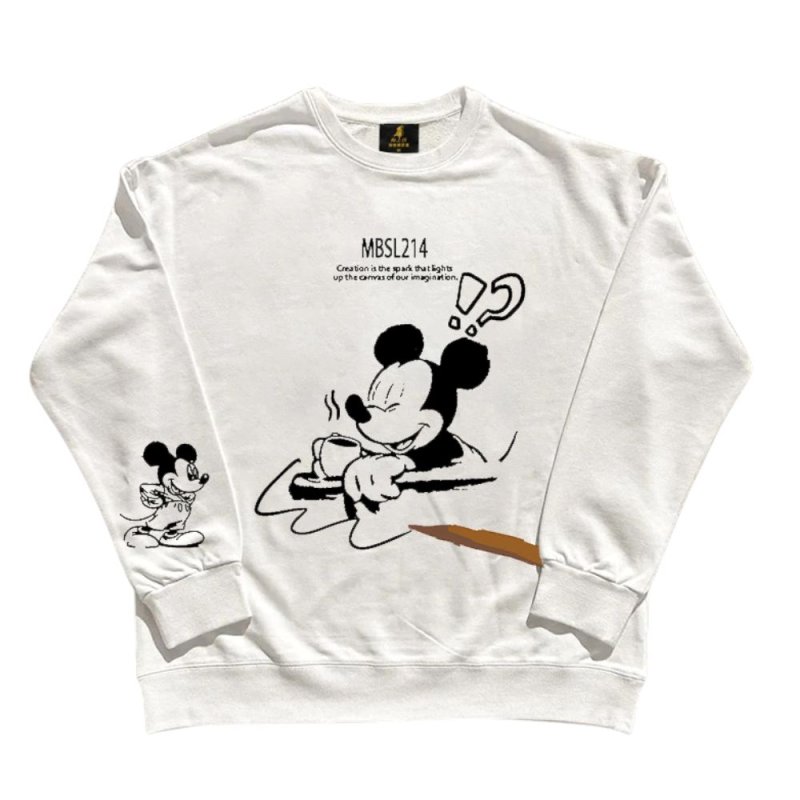 画像3: Unisex Coffee Time Mickey Mouse Print Round Neck Sweatshirt 男女兼用 ミッキーマウスコーヒータイムプリント スウェット プルオーバー トレーナー (3)