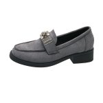 画像1: Women's Metal hardware heeled loafers pumps　メタル金具ヒールローファーパンプス シューズ  (1)