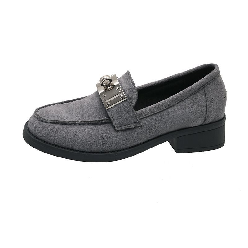 画像1: Women's Metal hardware heeled loafers pumps　メタル金具ヒールローファーパンプス シューズ  (1)