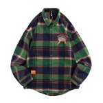 画像6: Men's Unisex embroidered checkered heavy shirt jacket long-sleeved shirts ユニセックス 男女兼用ユニセックスイラスト刺繍 チェック厚手シャツジャケット (6)