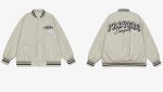 画像2: PU leather alphabet logo embroidered baseball jacket　 ユニセックス男女兼用PUレザー アルファベットロゴ刺繍スタジャンスタジアムジャンブルゾン (2)