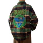 画像7: Men's Unisex embroidered checkered heavy shirt jacket long-sleeved shirts ユニセックス 男女兼用ユニセックスイラスト刺繍 チェック厚手シャツジャケット (7)