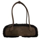 画像2:  Frost plush fur piping horizontal simple suede shoulder suede tote bag　フロストプラッシュファーパイピング横長シンプルスウェードショルダートートバッグ (2)