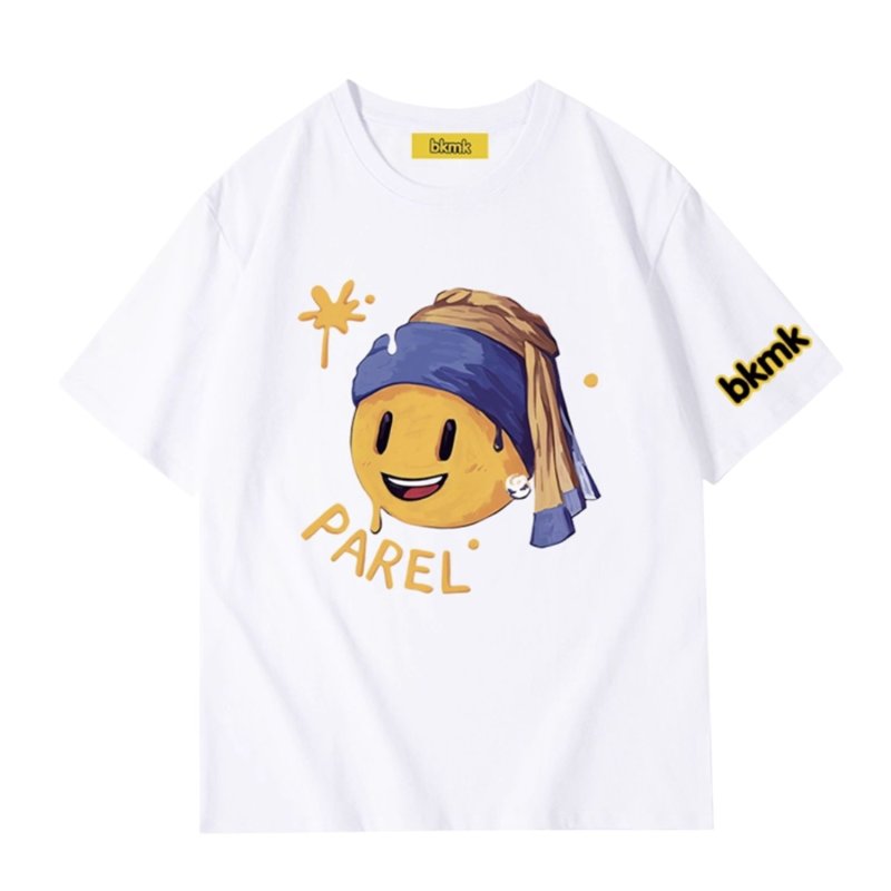 画像1: Unisex Girl with a Pearl Earring x Smile Tshirts  ユニセックス 男女兼用  真珠の耳飾りの少女×スマイル Tシャツ (1)