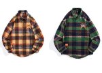 画像4: Men's Unisex embroidered checkered heavy shirt jacket long-sleeved shirts ユニセックス 男女兼用ユニセックスイラスト刺繍 チェック厚手シャツジャケット (4)