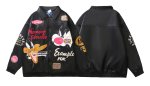 画像2: 25 Bugs Bunny & Looney Tunes Leather Zip Up Oversized Leather Jacket baseball uniform Vintage jacket blouson ユニセックス 男女兼用 オーバーサイズ レザー バックスバニー ＆ ルーニーテューンズ ヴィンテージ加工 レザージップアップジャケット スタジアムジャンパー スタジャン ブルゾン (2)