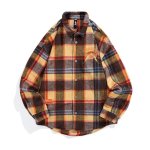 画像5: Men's Unisex embroidered checkered heavy shirt jacket long-sleeved shirts ユニセックス 男女兼用ユニセックスイラスト刺繍 チェック厚手シャツジャケット (5)