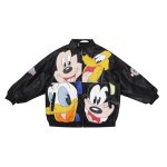 画像1: 25 Unisex Mickey Leather Zip Up Oversized Leather Jacket baseball uniform Vintage jacket blouson ユニセックス 男女兼用 オーバーサイズ レザー ミッキー ヴィンテージ加工 レザージップアップジャケット スタジアムジャンパー スタジャン ブルゾン (1)