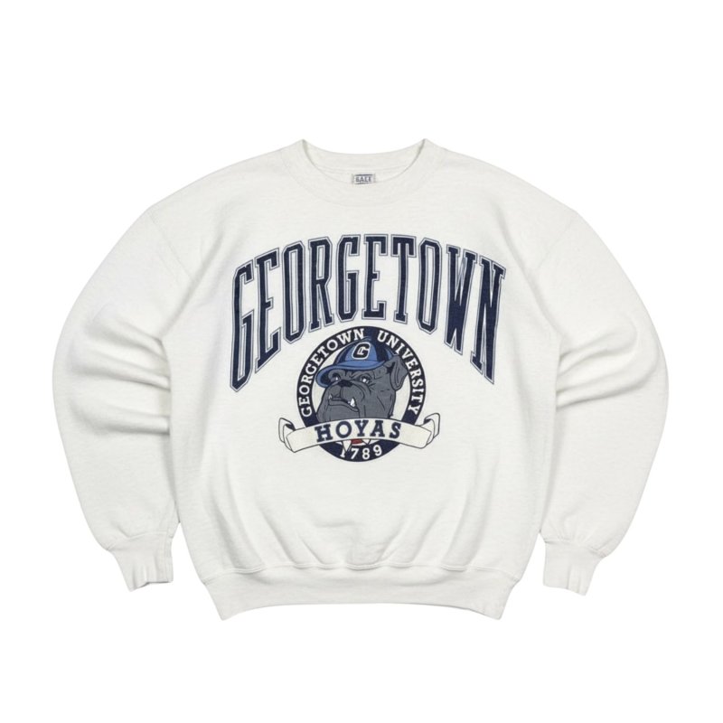 画像1: Vintage Georgetown Hoyas bulldog  round neck Sweatshirt 古着風 ヴィンテージ風 ユニセックス男女兼用ジョージタウン・ホヤス ブルドッグスウェット トレーナー (1)