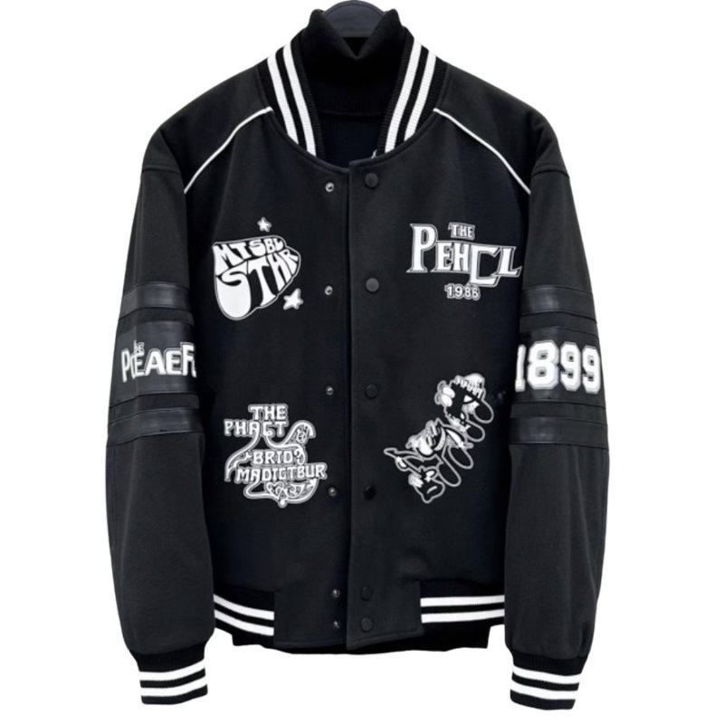 画像1: Cotton & MPAIEAL PALACE TOUR baseball Jacke  stadium jacket baseball uniform jacket blouson  ユニセックス 男女兼用 MPAIEAL PALACE TOUR&コミックスタジアムジャンパー スタジャン MA-1 ボンバー ジャケット ブルゾン (1)