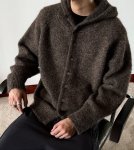 画像7: Unisex Hooded knit cardigan jacket ユニセックス 男女兼用 フード付き ニットカーディガンジャケット (7)
