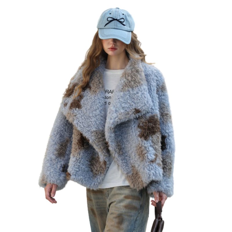 画像1: Mix Color Lamb wool Short Winter Coat ラム ウール ショート丈 冬用 コート  (1)