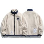 画像3: Lambswool stand collar zip-up jacket coat Jacket blouson ユニセックス 男女兼用ラムウール  スタンドカラージャケットコートブルゾン (3)