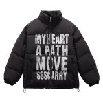 画像3: Street Style Letter Print Stand Collar Zip Up Down Jacket Coat blouson ユニセックス 男女兼用ストリートスタイルレタープリントスタンドカラージップアップダウンジャケットコートブルゾン (3)