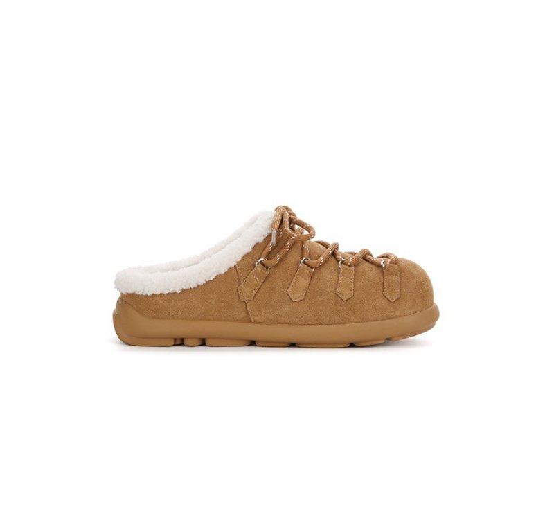 画像4: Thick-soled lambswool half slipper sandals　厚底プラットホームラムウールハーフスリッパサンダルパンプスシューズ (4)