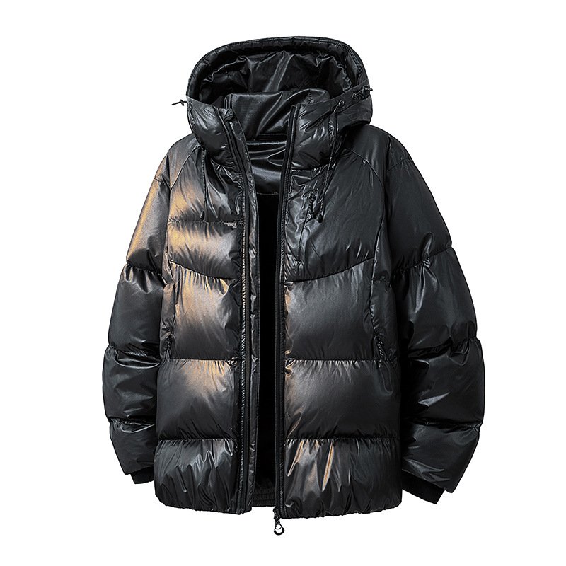 画像2: Shiny hooded zip-up down jacket coat blouson ユニセックス 男女兼用シャイニーフーディジップアップダウンコートブルゾン (2)