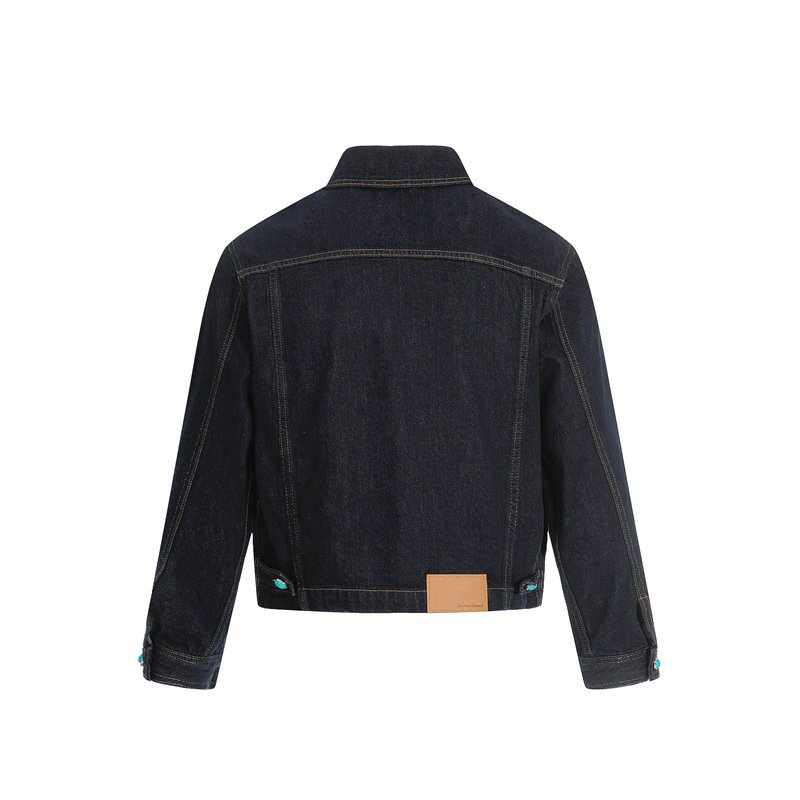 画像2: Turquoise button point denim jacket blouson ユニセックス 男女兼用ターコイズボタンポイントデニムGジャンジャケット ブルゾン (2)
