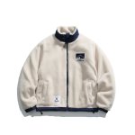 画像7: Lambswool stand collar zip-up jacket coat Jacket blouson ユニセックス 男女兼用ラムウール  スタンドカラージャケットコートブルゾン (7)