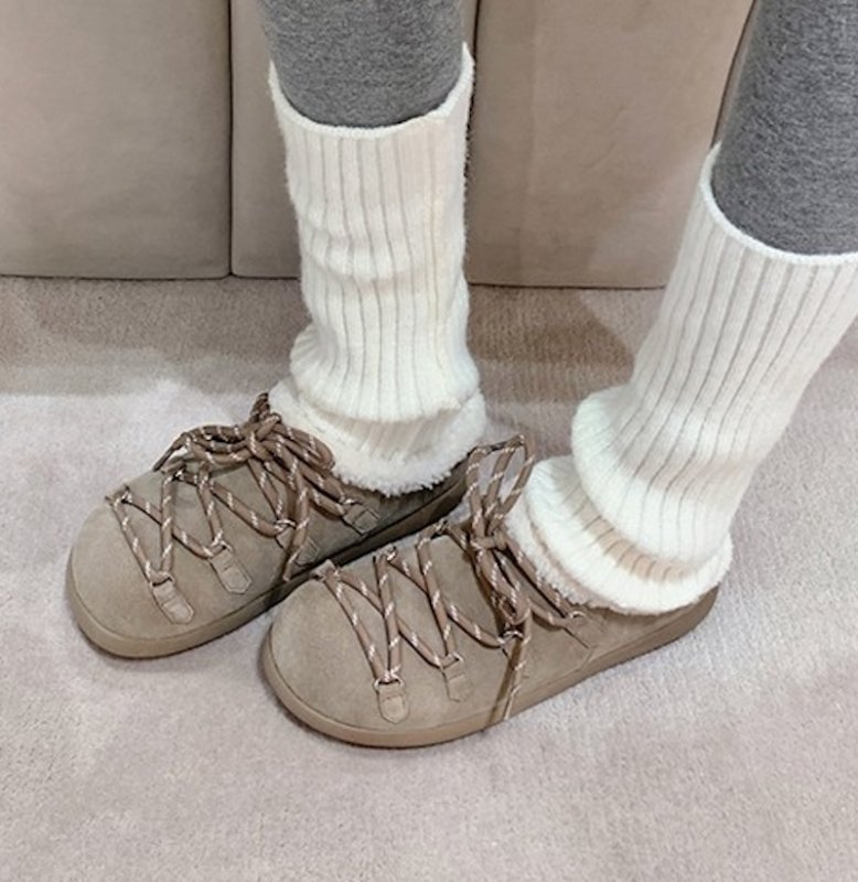 画像6: Thick-soled lambswool half slipper sandals　厚底プラットホームラムウールハーフスリッパサンダルパンプスシューズ (6)