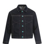 画像1: Turquoise button point denim jacket blouson ユニセックス 男女兼用ターコイズボタンポイントデニムGジャンジャケット ブルゾン (1)