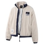 画像2: Lambswool stand collar zip-up jacket coat Jacket blouson ユニセックス 男女兼用ラムウール  スタンドカラージャケットコートブルゾン (2)