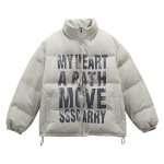 画像1: Street Style Letter Print Stand Collar Zip Up Down Jacket Coat blouson ユニセックス 男女兼用ストリートスタイルレタープリントスタンドカラージップアップダウンジャケットコートブルゾン (1)