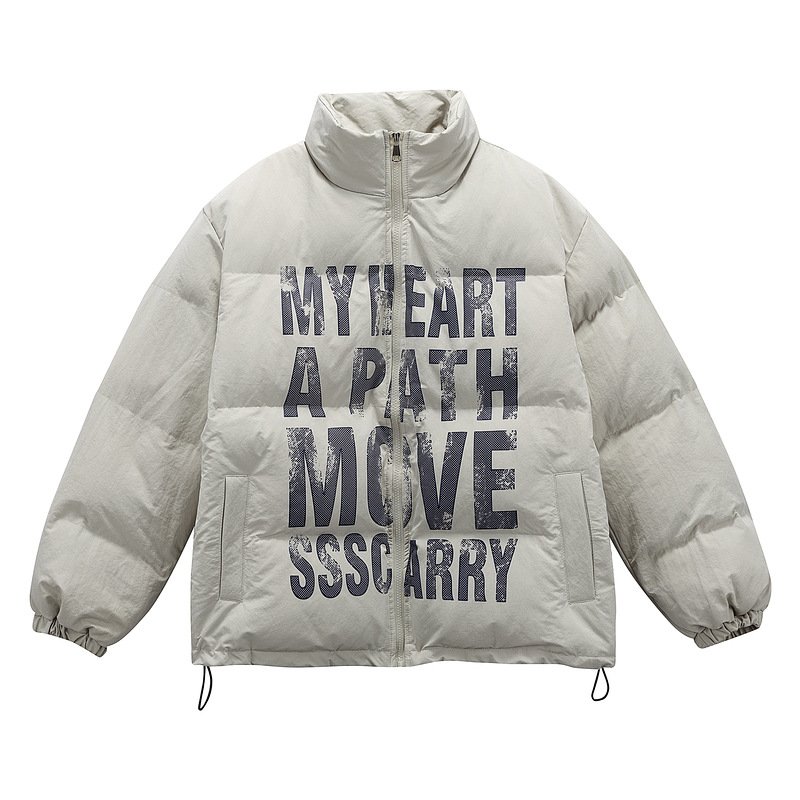 画像1: Street Style Letter Print Stand Collar Zip Up Down Jacket Coat blouson ユニセックス 男女兼用ストリートスタイルレタープリントスタンドカラージップアップダウンジャケットコートブルゾン (1)