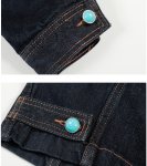 画像4: Turquoise button point denim jacket blouson ユニセックス 男女兼用ターコイズボタンポイントデニムGジャンジャケット ブルゾン (4)