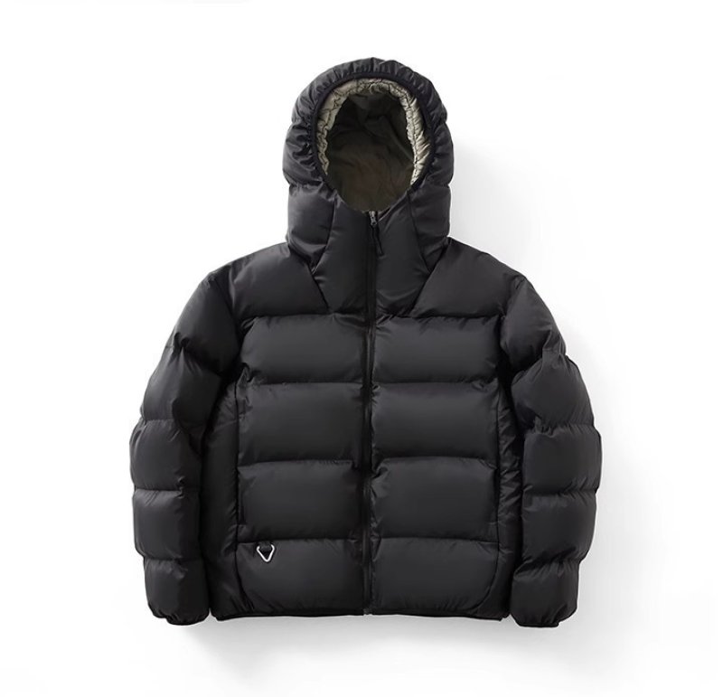 画像2: Warm Fluffy Hat with Padded Down Jacket coat blouson ユニセックス 男女兼用ふわふわフーディフードジップアップダウンコートブルゾン (2)