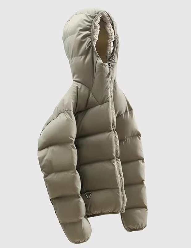 画像7: Warm Fluffy Hat with Padded Down Jacket coat blouson ユニセックス 男女兼用ふわふわフーディフードジップアップダウンコートブルゾン (7)