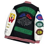 画像9: Emblem & Letter Logo Embroidered Retro Stand Collar Baseball Jacket Coat blouson ユニセックス 男女兼用 エンブレム＆レターロゴ刺繍レトロスタンドカラー スタジャン ジャケットブルゾン (9)
