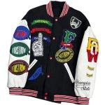 画像7: Emblem & Letter Logo Embroidered Retro Stand Collar Baseball Jacket Coat blouson ユニセックス 男女兼用 エンブレム＆レターロゴ刺繍レトロスタンドカラー スタジャン ジャケットブルゾン (7)