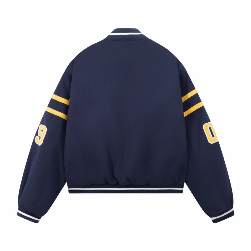 画像3: Stand Collar Alphabet Embroidery Baseball Jacket Coat blouson ユニセックス 男女兼用 アルファベットレター 刺繍 スタジアムジャンパー スタジャン ジャケットブルゾン (3)