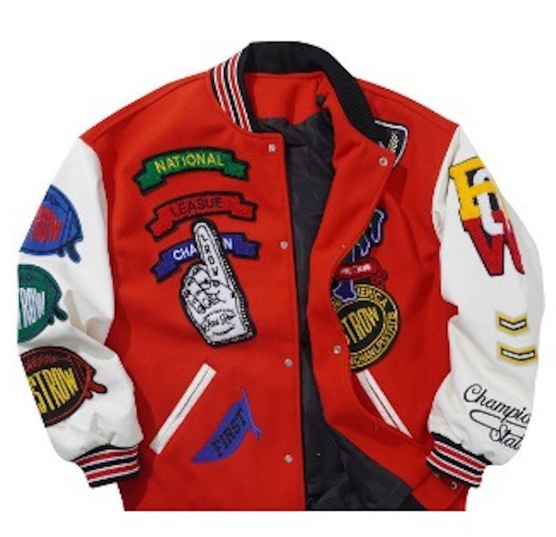 画像1: Emblem & Letter Logo Embroidered Retro Stand Collar Baseball Jacket Coat blouson ユニセックス 男女兼用 エンブレム＆レターロゴ刺繍レトロスタンドカラー スタジャン ジャケットブルゾン (1)