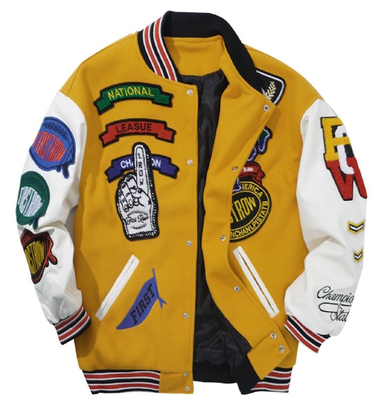 画像3: Emblem & Letter Logo Embroidered Retro Stand Collar Baseball Jacket Coat blouson ユニセックス 男女兼用 エンブレム＆レターロゴ刺繍レトロスタンドカラー スタジャン ジャケットブルゾン (3)