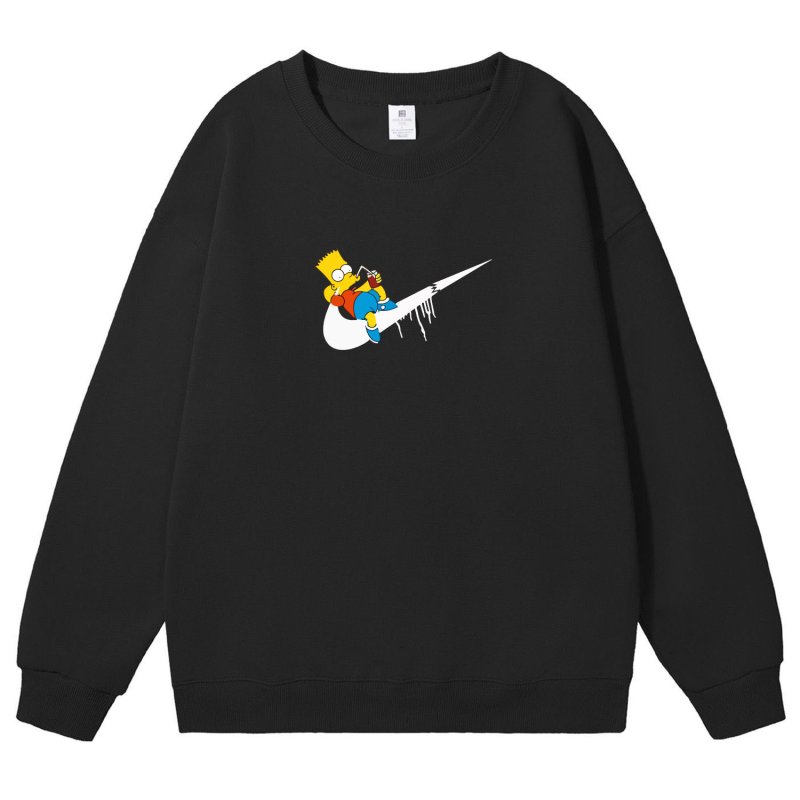 画像2: Unisex Broken Swash x Bart Simpson Crew Neck Sweat shirts ユニセックス 男女兼用ブロークンスウォッシュ×バートシンプソンプリント スウェット トレーナー (2)