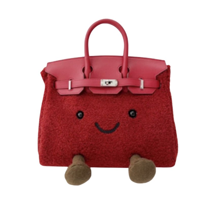 画像4: BK Smile Felt Tote Bag BK M スマイル フェルト モコモコ トート ぬいぐるみ バッグ (4)